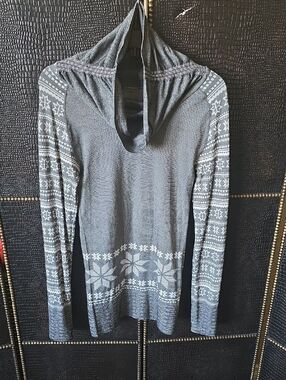 Climawear Gray Hooded Cowl Sweater with Nordic Print